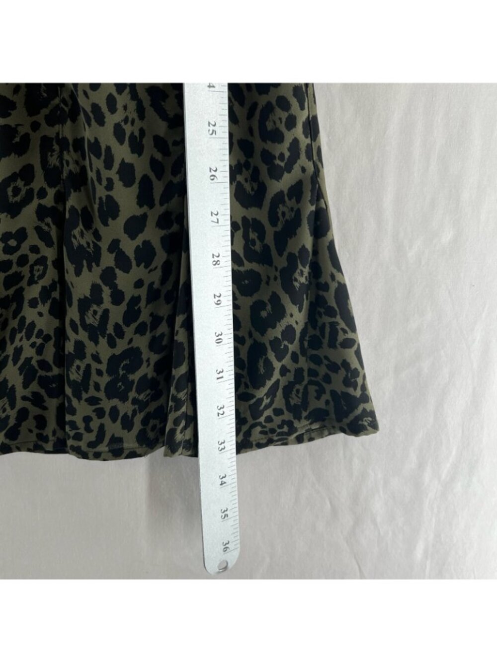 Express Olive Green and Black Leopard Print Mini Dress - Picture 5 of 16